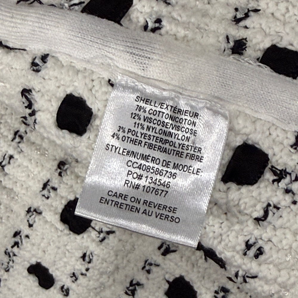 Alice + Olivia Marjorie Tweed Ribbon Woven Open Front Cardigan - Size Small - Picture 9 of 12
